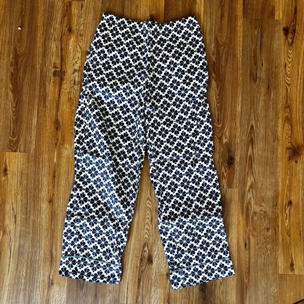 Kate Spade Navy and White Patterned Cotton Pajama Pants Heritage Spade Floral
